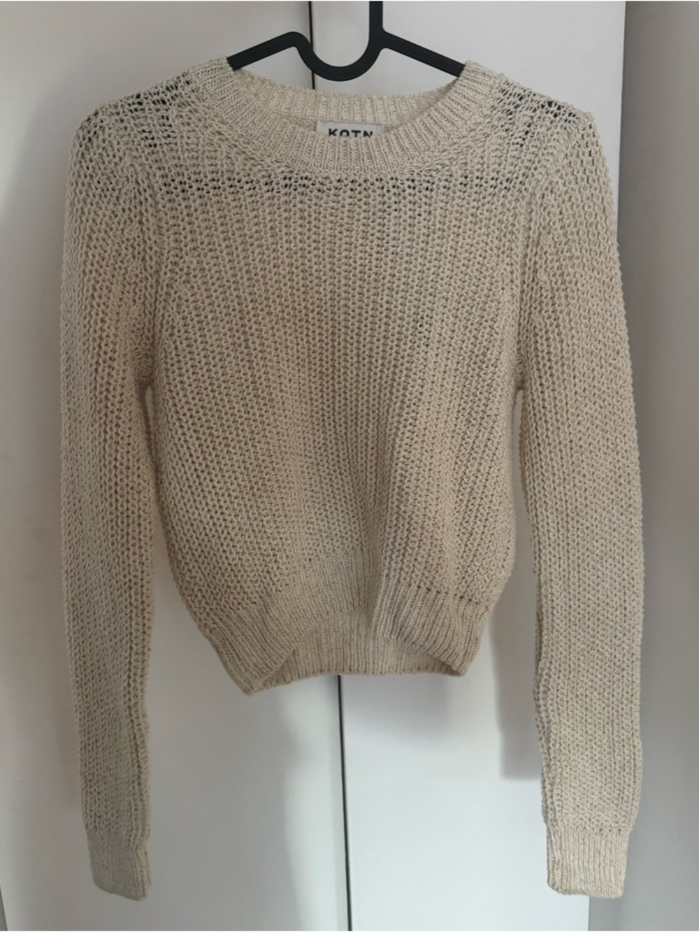KOTN Open-Weave Cream Crewneck Sweater